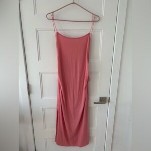 SHEIN Pink Ruched Back Midi Dress Spaghetti Straps Size XL